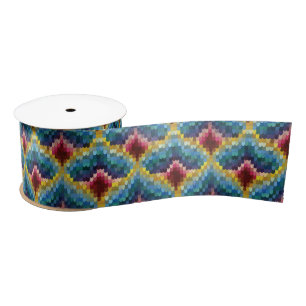 Colorful Bargello Embroidery Boho Chic Pattern Satijnen Lint