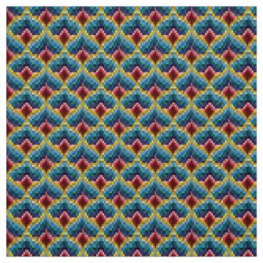 Colorful Bargello Embroidery Boho Chic Pattern Stof (Swatch)