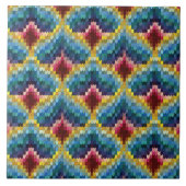 Colorful Bargello Embroidery Boho Chic Pattern Tegeltje (Voorkant)