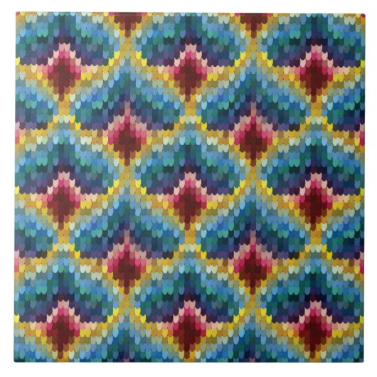 Colorful Bargello Embroidery Boho Chic Pattern Tegeltje (Voorkant)