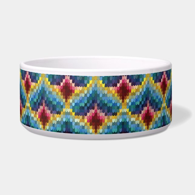 Colorful Bargello Embroidery Boho Chic Pattern Voerbakje (Voorkant)