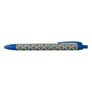 Colorful Bargello Embroidery Boho Chic Pattern Zwarte Inkt Pen