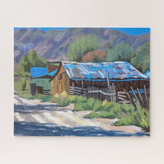 Colorful Barn in Mountain Ranch Scene Jigzaag Puzz Legpuzzel (Horizontaal)