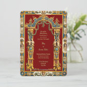 Colorful Baroque Rococo Style Double Frame Wedding Kaart (Staand voorkant)
