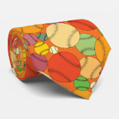 Colorful Baseball Patroon Stropdas (Opgerold)