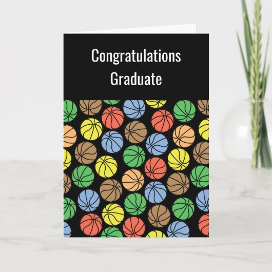 Colorful Basketball Pattern Graduation Card Bedankkaart (Voorkant)