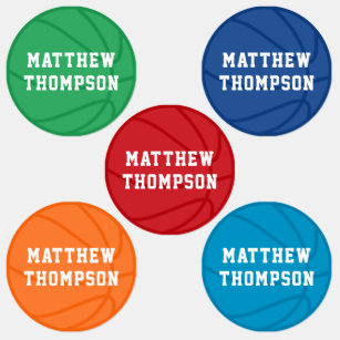 Colorful Basketball Persoonlijke naam Kinderlabels