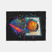 Colorful Basketball Slam Dunk Splash Hoop Backboar Fleece Deken (Voorkant (Horizontaal))