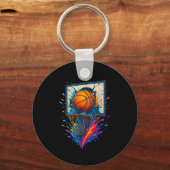 Colorful Basketball Slam Dunk Splash Hoop Backboar Sleutelhanger (Voorkant)