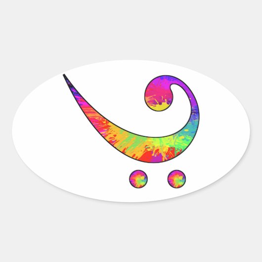 Colorful Bass Clef Ovale Sticker (Voorkant)