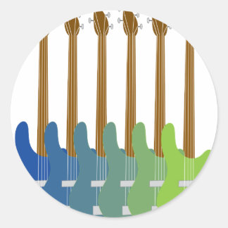 Colorful Bass Guiters Ronde Sticker