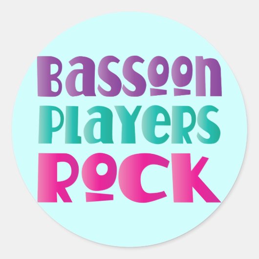 Colorful Basson Players Rock Music Gift Ronde Sticker (Voorkant)
