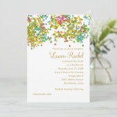 Colorful Bat Mitzvah Gold Star Confetti Kaart (Staand voorkant)