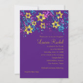 Colorful Bat Mitzvah Gold Star Confetti Kaart (Voorkant)