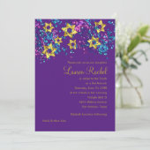 Colorful Bat Mitzvah Gold Star Confetti Kaart (Staand voorkant)