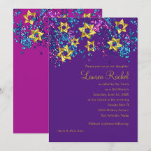 Colorful Bat Mitzvah Gold Star Confetti