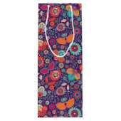 Colorful Batik Illustration Natuur Floral Pattern Wijn Cadeautas (Achterkant)
