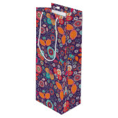 Colorful Batik Illustration Natuur Floral Pattern Wijn Cadeautas (Voorkant Gekanteld)