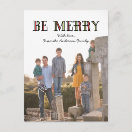 Colorful Be Merry Holiday Photo Briefkaart