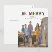 Colorful Be Merry Holiday Photo Briefkaart (Voorkant / Achterkant)