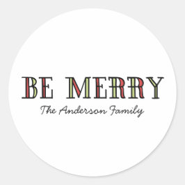 Colorful Be Merry Holiday Stickers
