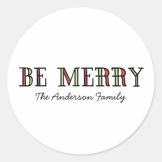 Colorful Be Merry Holiday Stickers (Voorkant)