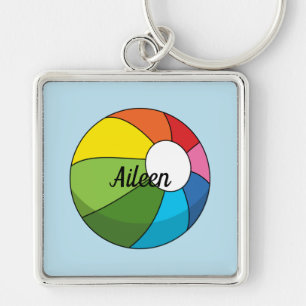 Colorful Beach Ball   jouw namen toevoegen Sleutelhanger