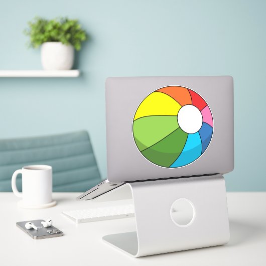 Colorful Beach Ball Sticker (Laptop op bureau)