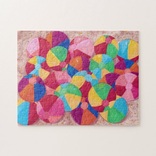 Colorful Beach Balls Collage op zand Puzzles Legpuzzel (Horizontaal)