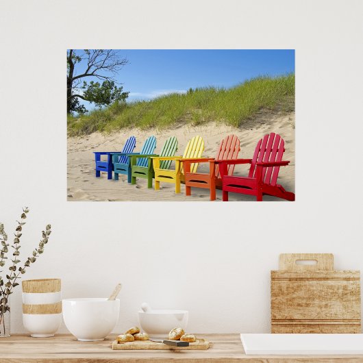 Colorful Beach Chairs Poster (Keuken)