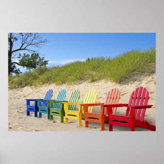 Colorful Beach Chairs Poster (Voorkant)