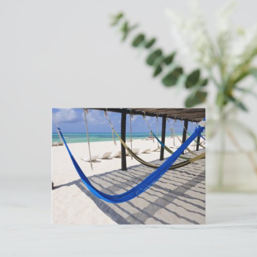 Colorful Beach Hammocks Cozumel Mexico Briefkaart (Staand voorkant)
