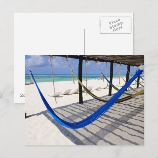 Colorful Beach Hammocks Cozumel Mexico Briefkaart (Voorkant / Achterkant)