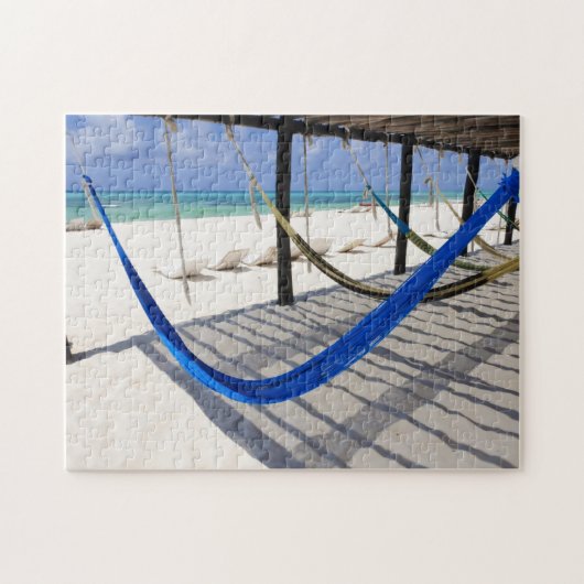 Colorful Beach Hammocks Cozumel Mexico Puzzle Legpuzzel (Horizontaal)