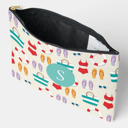 Colorful Beach Holiday Pattern Monogram Etui (Open)