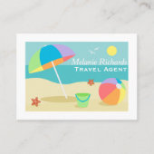Colorful Beach Holiday Scene Travel Agent Visitekaartje (Voorkant)