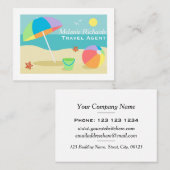 Colorful Beach Holiday Scene Travel Agent Visitekaartje (Voorkant / Achterkant)