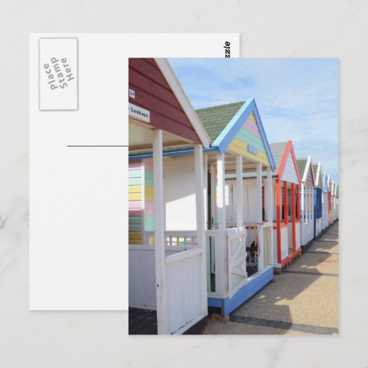 Colorful Beach Huts Briefkaart (Voorkant / Achterkant)