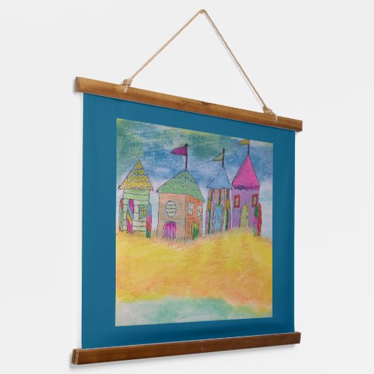 Colorful Beach Huts Hangend Wandkleed (Gebogen)