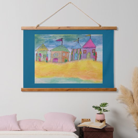Colorful Beach Huts Hangend Wandkleed (Slaapkamer)