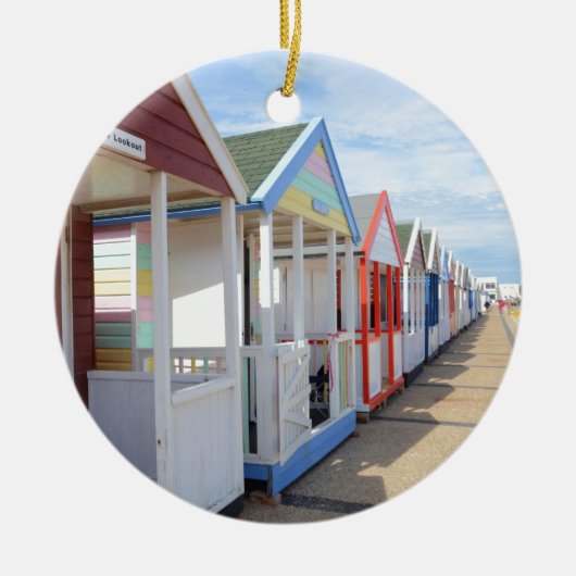 Colorful Beach Huts Keramisch Ornament (Voorkant)