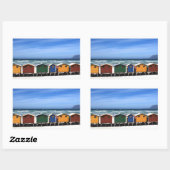 Colorful Beach Huts Rechthoekige Sticker (Vel)