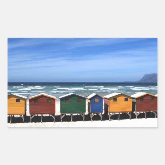 Colorful Beach Huts Rechthoekige Sticker (Voorkant)