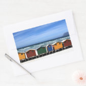 Colorful Beach Huts Rechthoekige Sticker (Envelop)