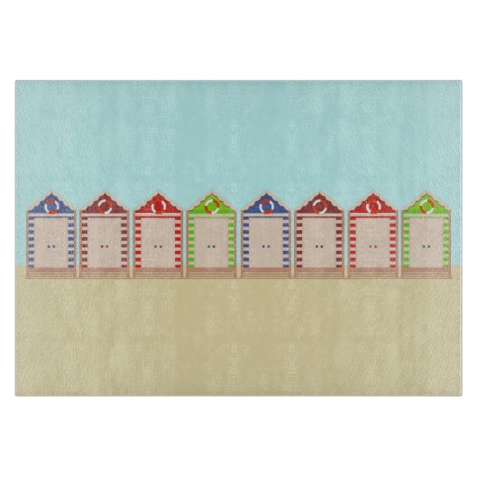 Colorful Beach Huts Summer Snijplank (Voorkant)