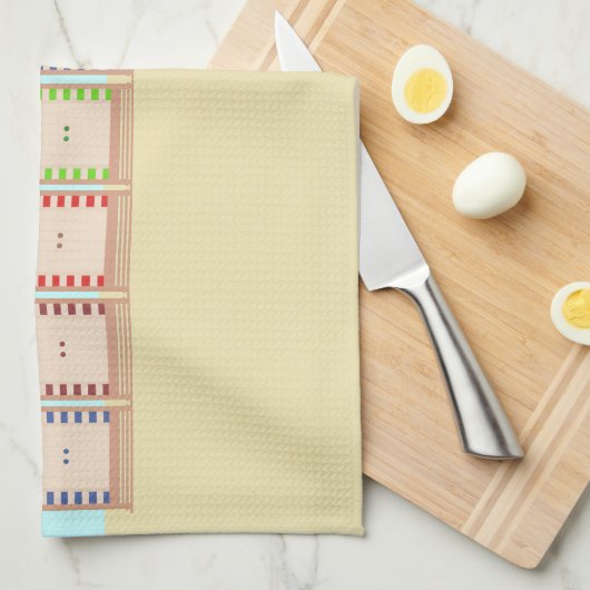 Colorful Beach Huts Summer Theedoek (Quarter Fold)