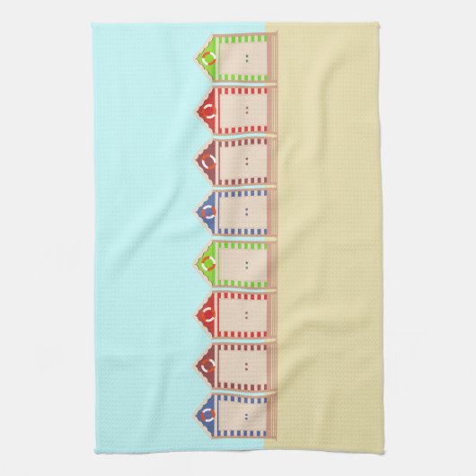 Colorful Beach Huts Summer Theedoek (Verticaal)