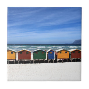 Colorful Beach Huts van het Zee keramische Tegel Tegeltje