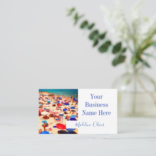 Colorful Beach Scene Modern Stylish Professional Visitekaartje (Staand voorkant)