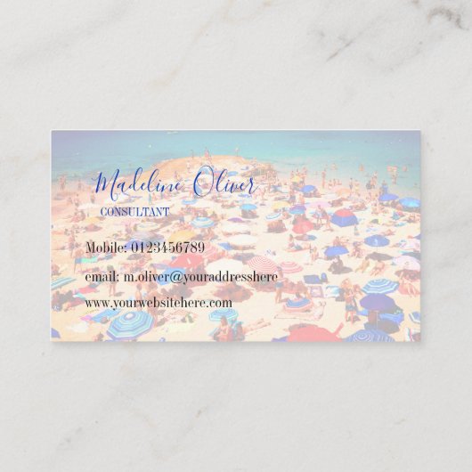 Colorful Beach Scene Modern Stylish Professional Visitekaartje (Achterkant)